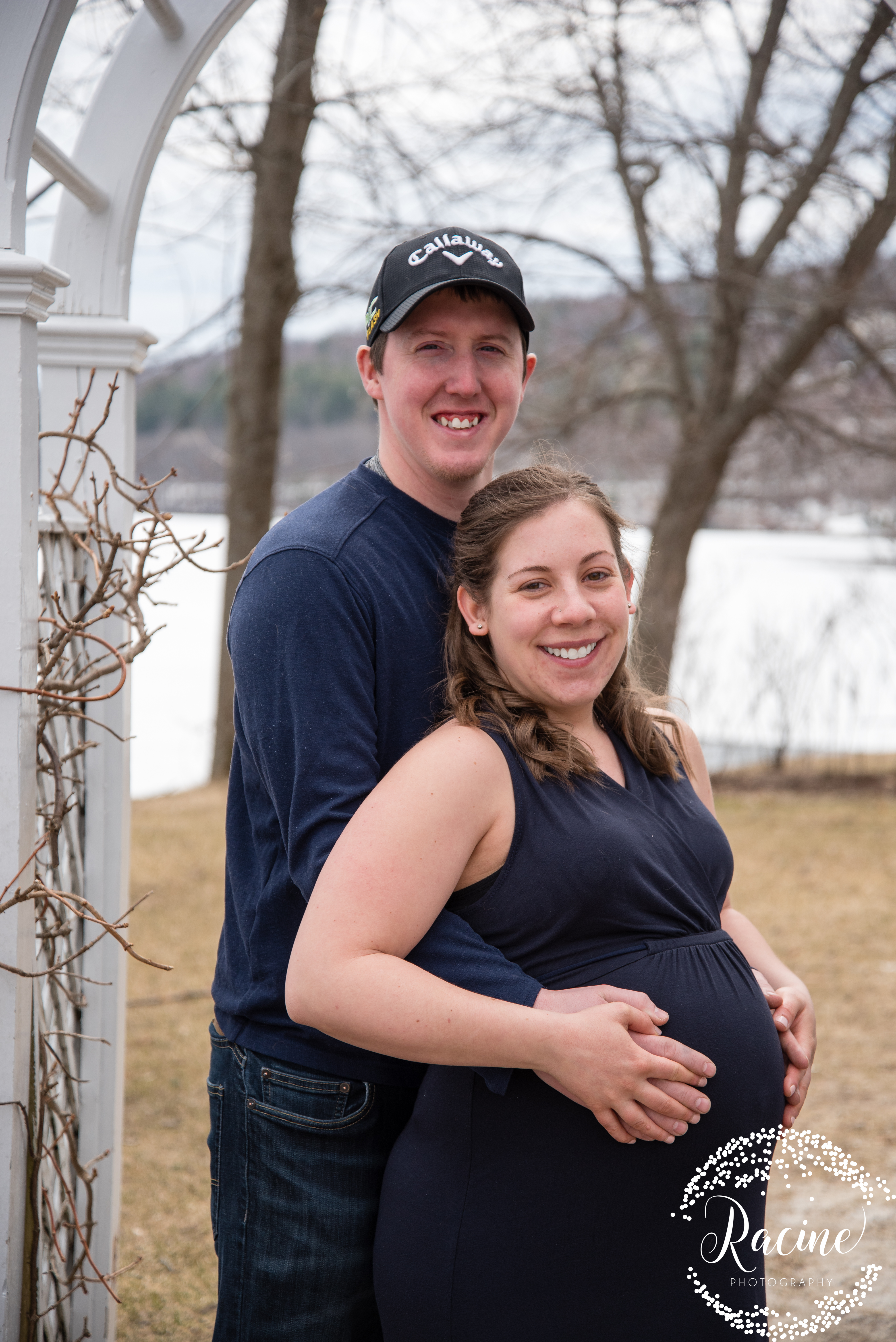 New parents at maternity session church landing meredith nh 