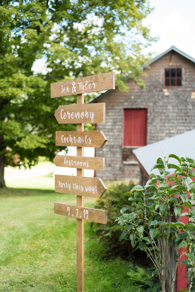 farm venue with wooden sign showing where each event is taking place