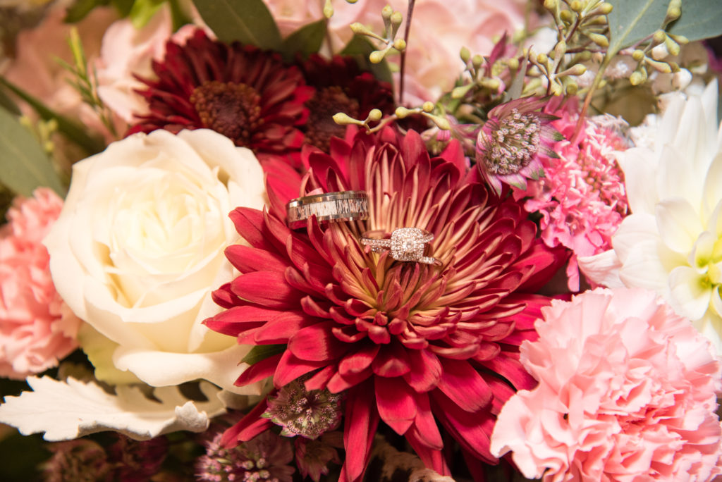 rings on brides bouquet