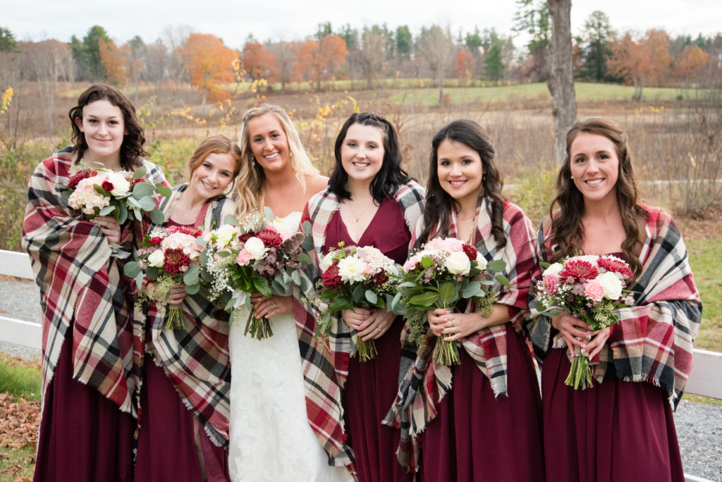 bride with her ladies wrapped in scarves