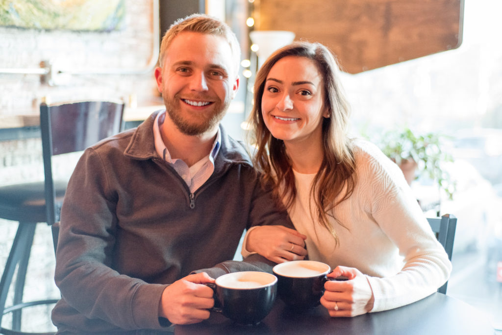 Coffee shop engagement session