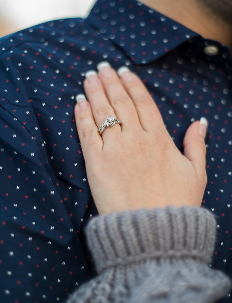 close up of engagement ring