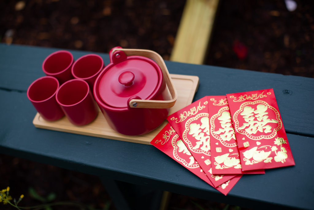 Chinese tea ceremony at mountain top wedding