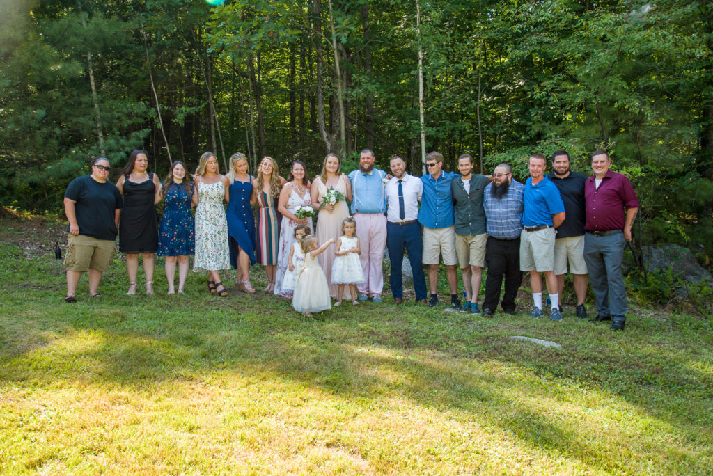 bridal party with bride and groom