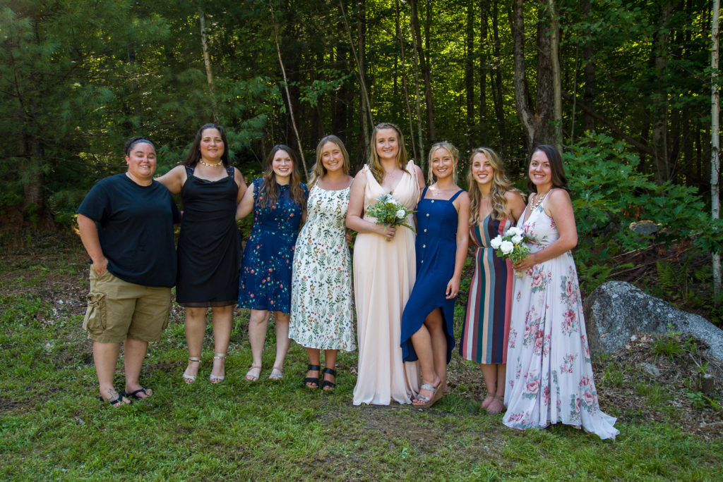 bride with her bridesmaids