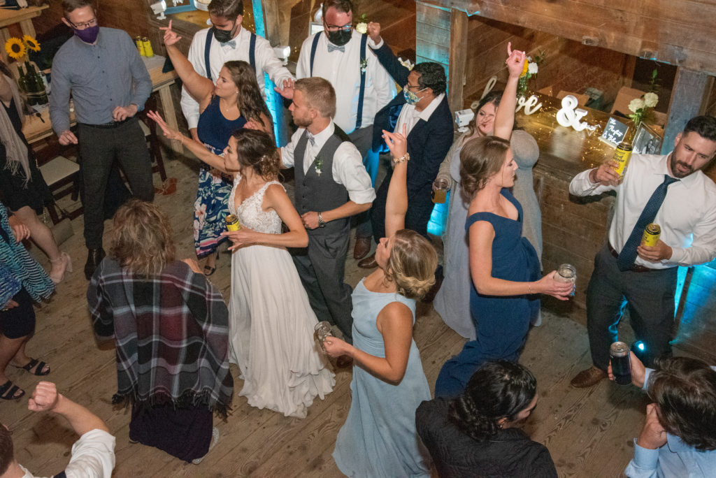 dance floor party at Barn at Moody Mountain Farm Wedding