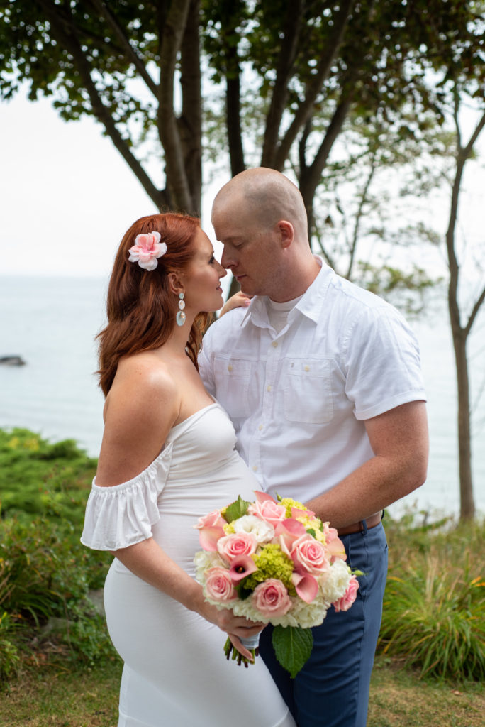 bride and groom nuzzling noses at York Harbor Inn elopement