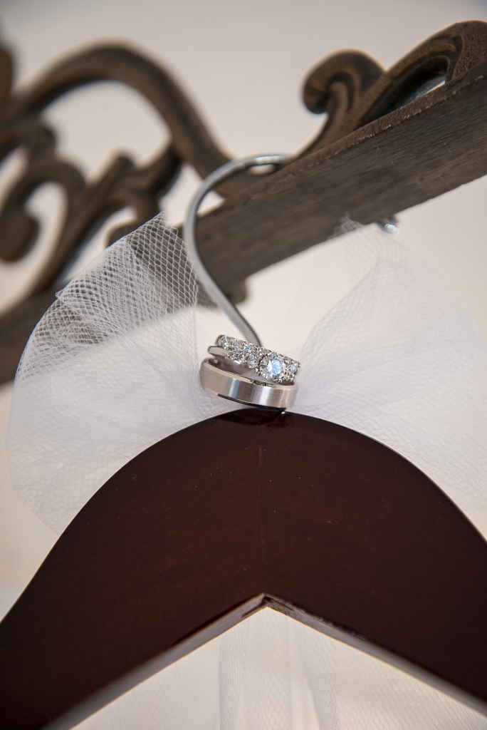 wedding rings on hanger