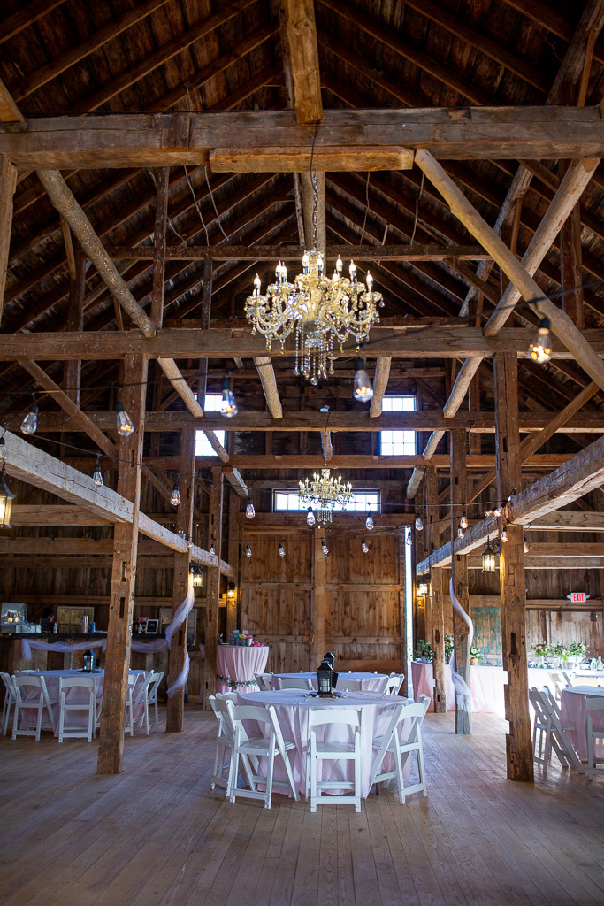 reception space in a barn at Whitney Farm Estate