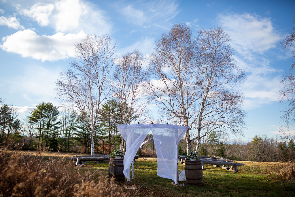 ceremony space in a field at Whitney Farm Estate