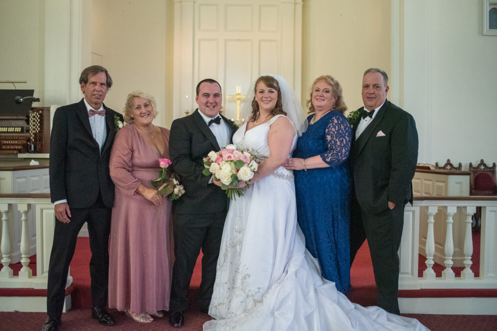 both set of parents and bride and groom at The Oaks Somersworth NH wedding