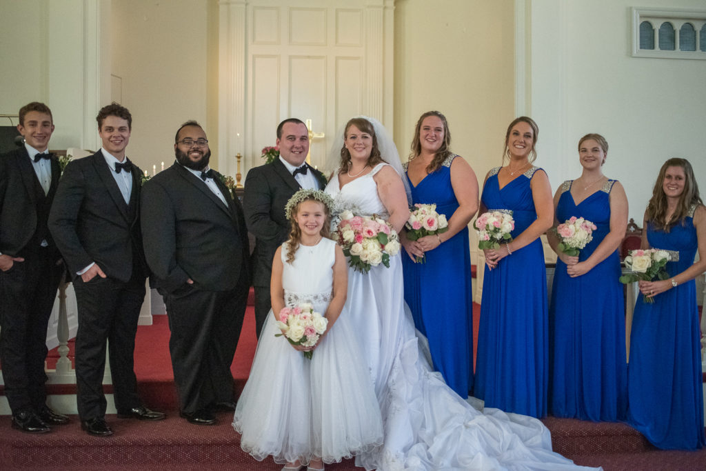 bride and groom with their bridal party at The Oaks Somersworth NH 
