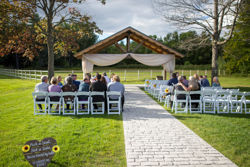 ceremony space at fall wedding at the barn at bull meadow