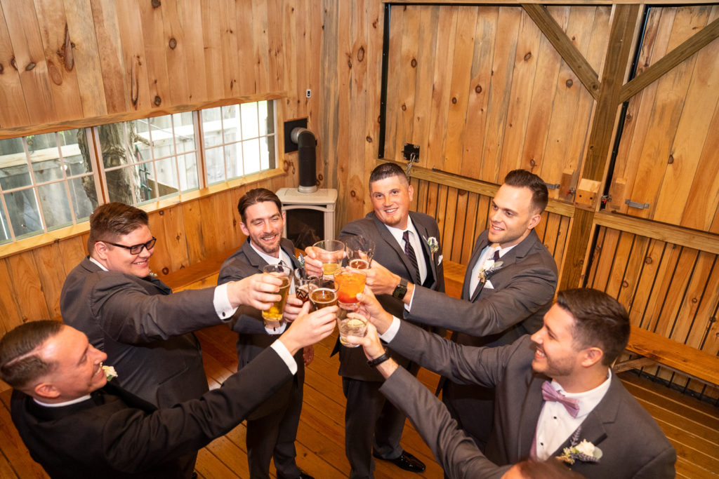 Derek & Tiffany (bride and groom) wedding - Derek and his men cheering their drinks