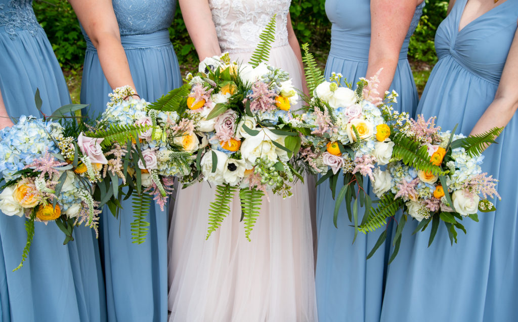 close up of bridal bouquets 