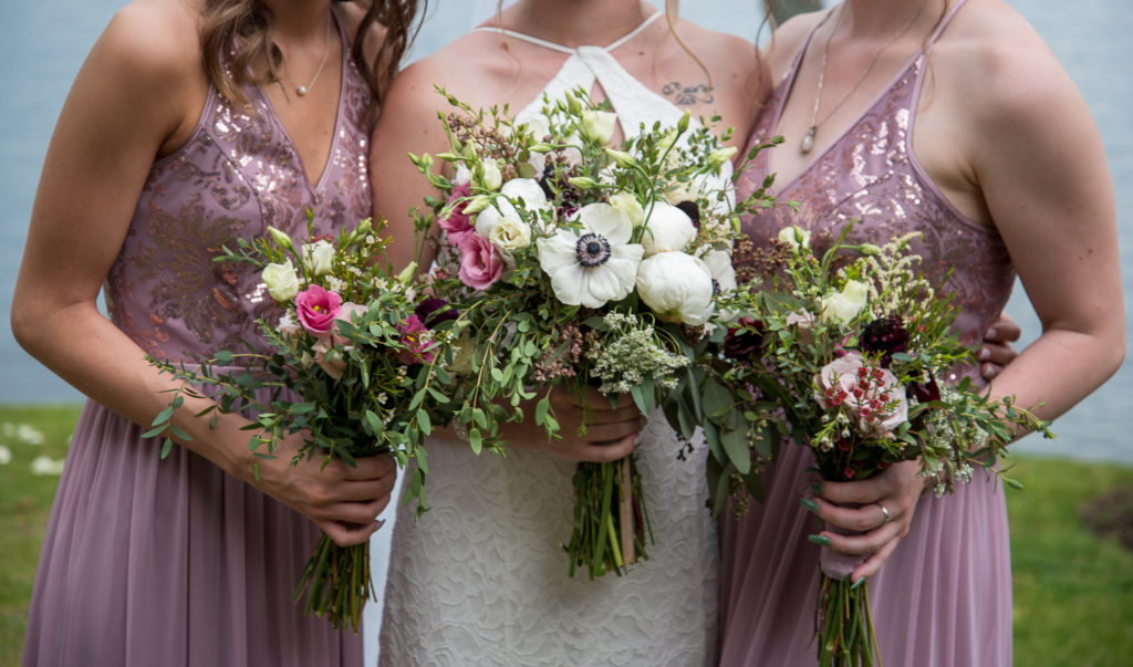 up close of bridal bouquets