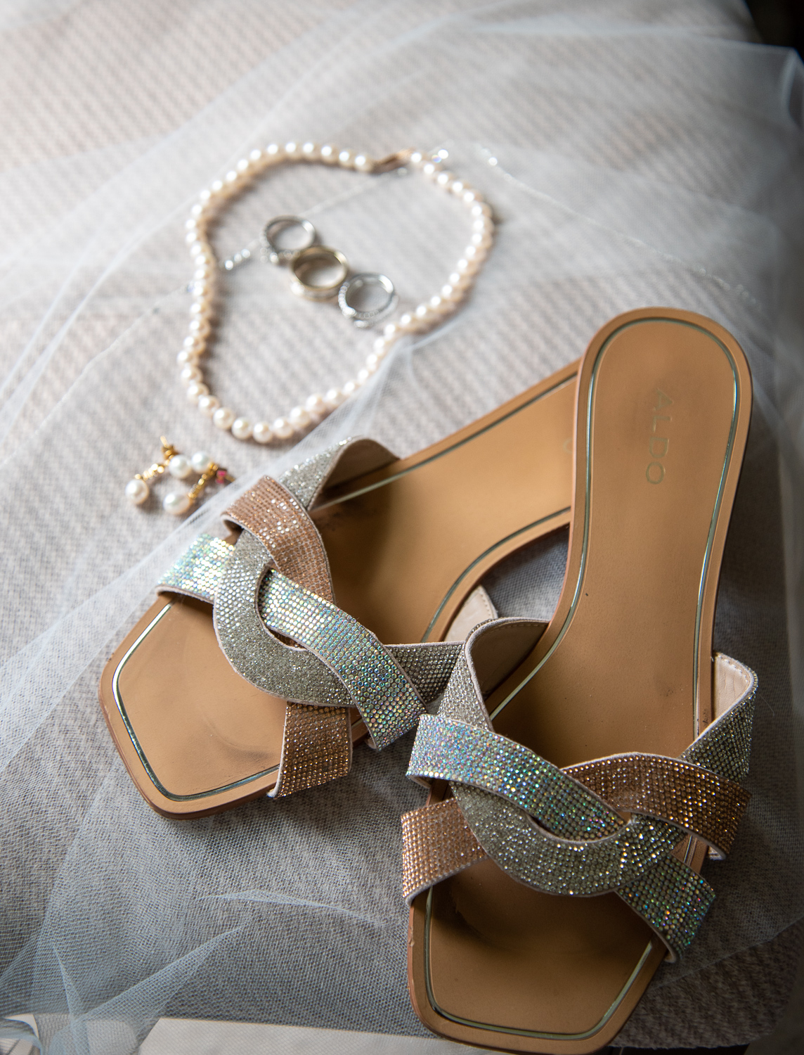 bride's jewelry and shoes 