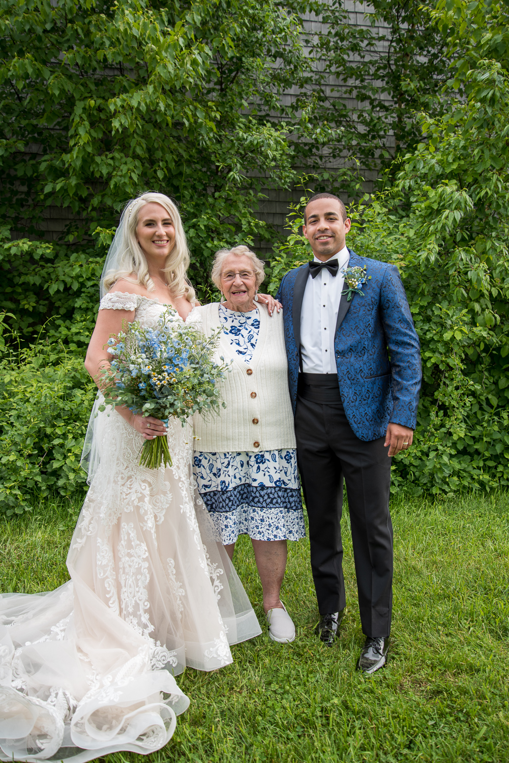 bride and groom with bride's grandmother