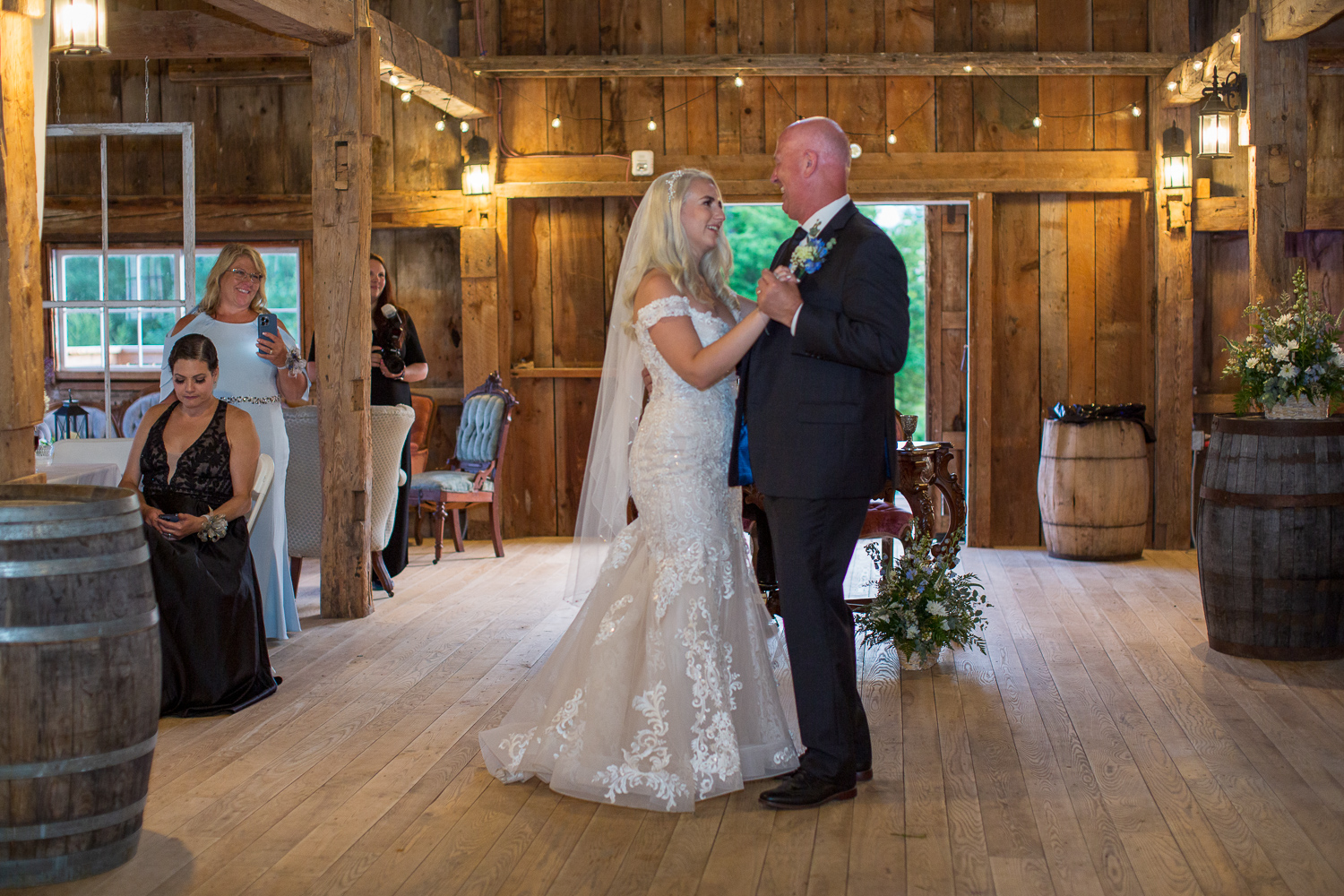 bride dancing with her dad at the perfect day at whitney farm estate