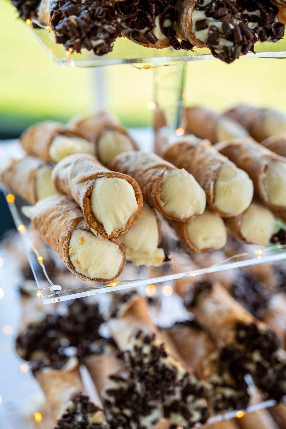 Dessert tower with cannoli's for the lakeside wedding 